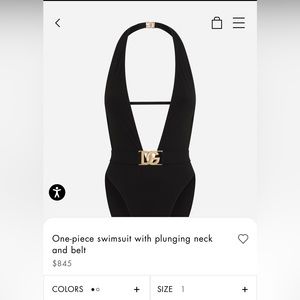 Dolce & Gabbana One-piece swimsuit with plunging neck and belt size 3!!!